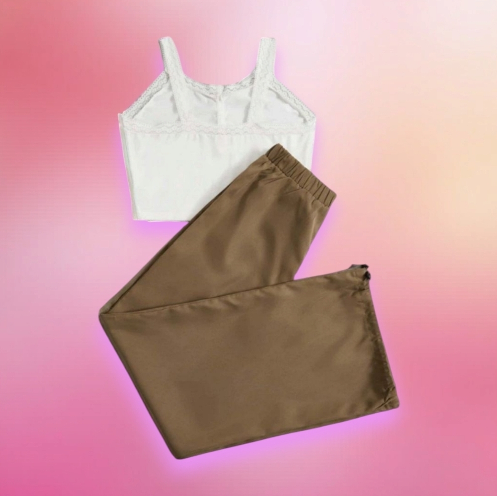 Solid Tank Top & Drawstring Hem Sweatpants - Picture 2 of 7